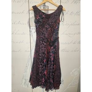 Free People Plum Floral Midi Dress with Pink Accents